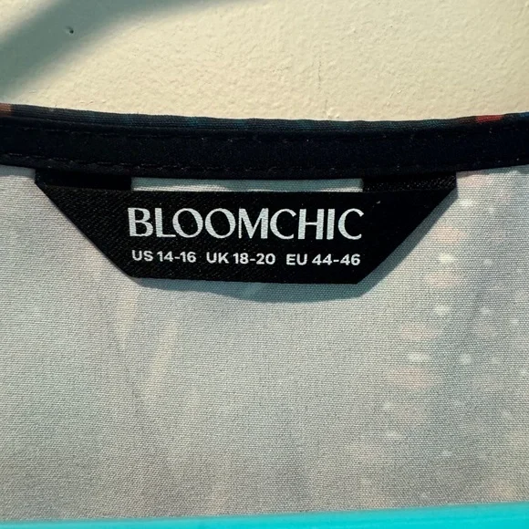 BloomChic Floral Long Sleeve Dress - Orange and Blue - Picture 2 of 3